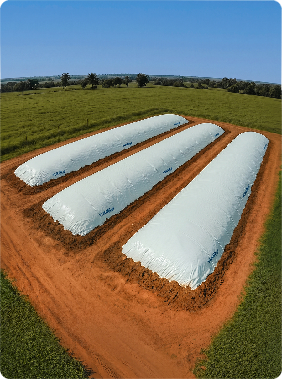 Lona para silagem Yukaer Box cobrindo silo de forragem